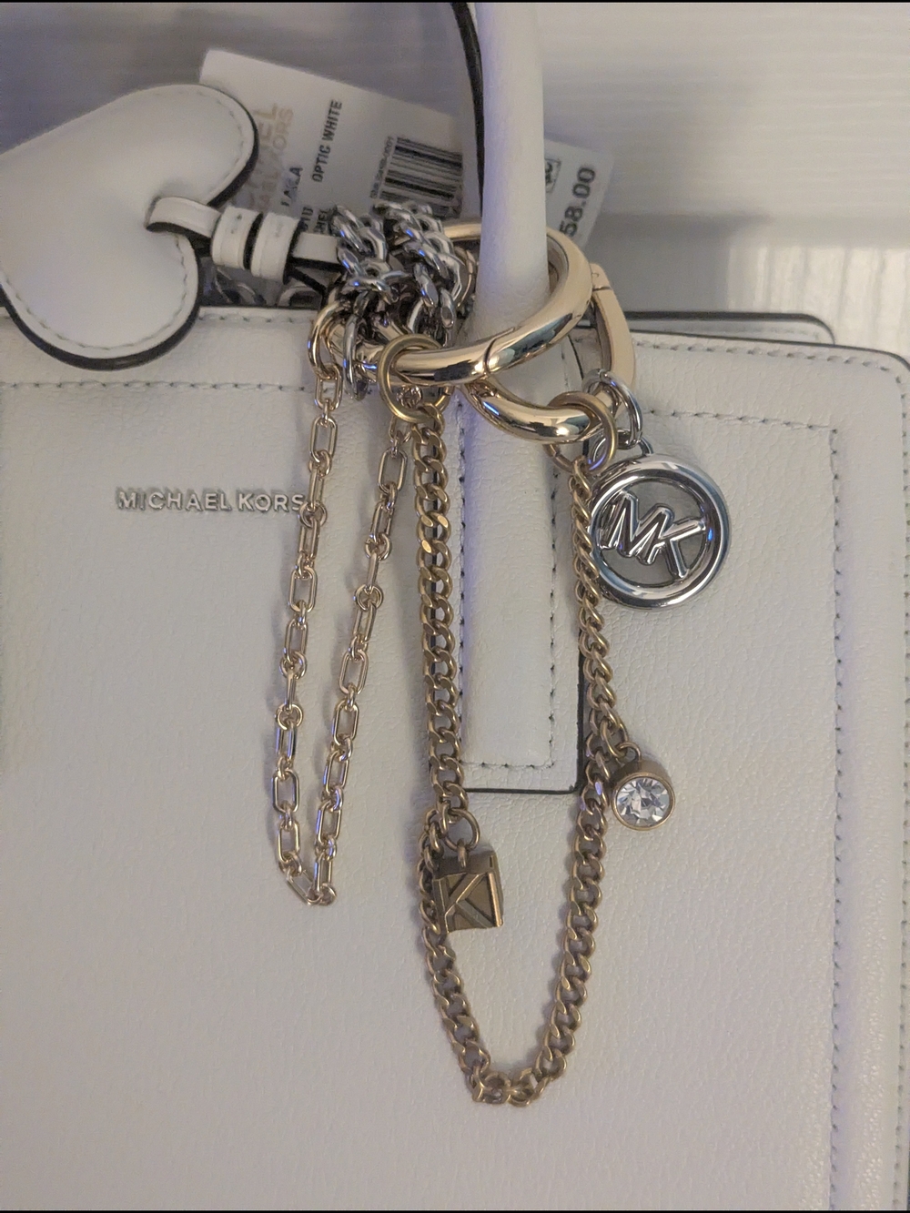 Michael Kors Laila Small Leather Satchel Optic White Crossbody NWT - Picture 3 of 9